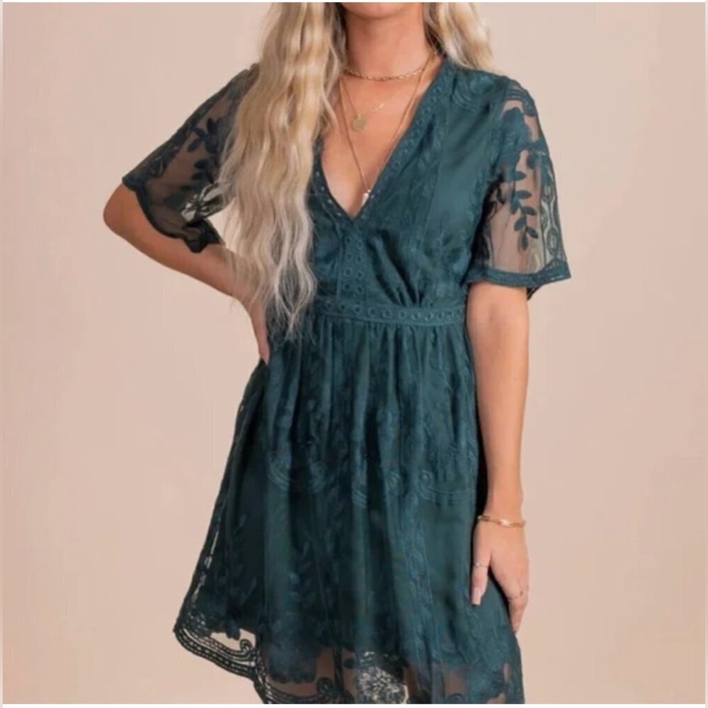 Green lace dress